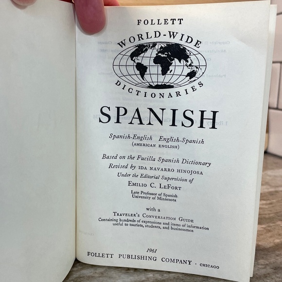Book: SPANISH Dictionary by Follett World-Wide Hardcover USED Vintage 1961 - Picture 5 of 7
